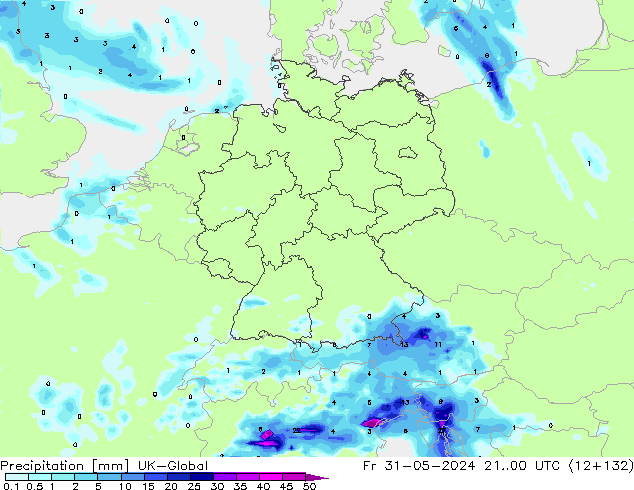Precipitation UK-Global Fr 31.05.2024 00 UTC