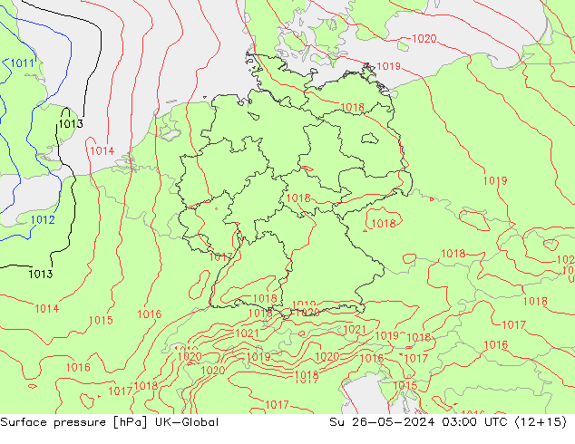 Presión superficial UK-Global dom 26.05.2024 03 UTC