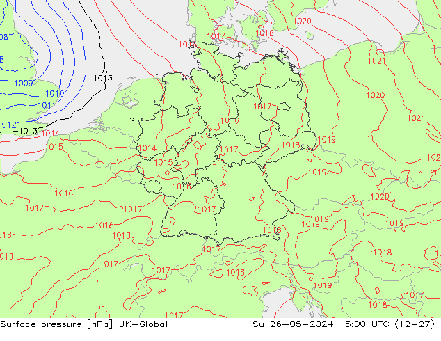 Atmosférický tlak UK-Global Ne 26.05.2024 15 UTC