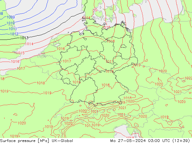 Presión superficial UK-Global lun 27.05.2024 03 UTC