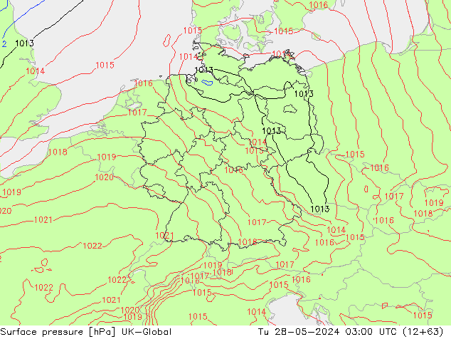Presión superficial UK-Global mar 28.05.2024 03 UTC