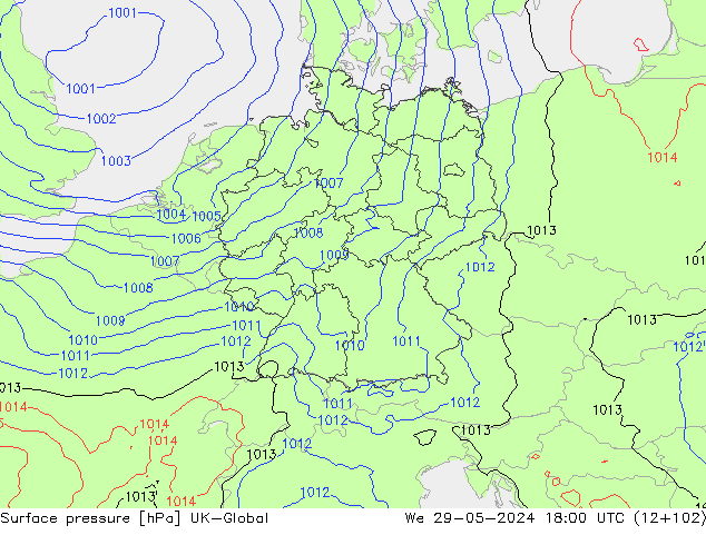 pression de l'air UK-Global mer 29.05.2024 18 UTC