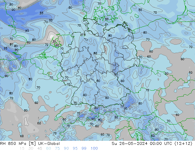 850 hPa Nispi Nem UK-Global Paz 26.05.2024 00 UTC