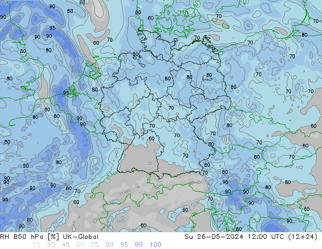 RH 850 hPa UK-Global Su 26.05.2024 12 UTC