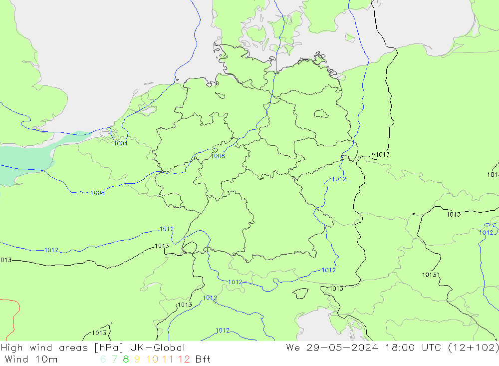 High wind areas UK-Global St 29.05.2024 18 UTC