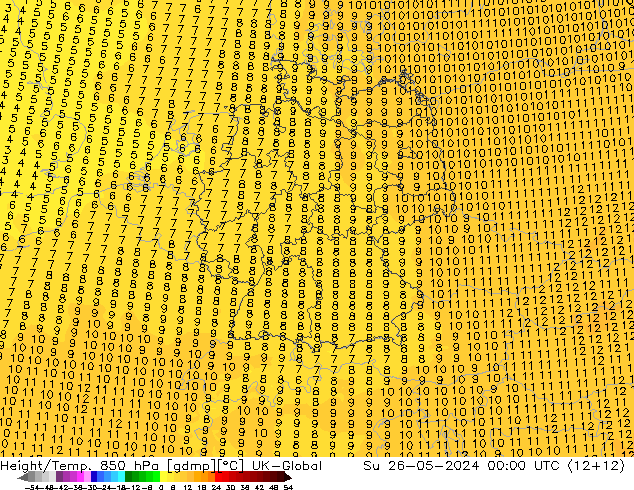 Height/Temp. 850 hPa UK-Global Ne 26.05.2024 00 UTC