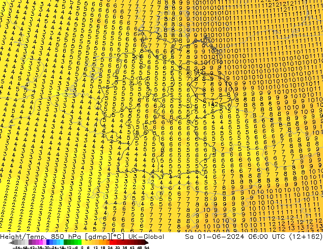 Height/Temp. 850 hPa UK-Global Sa 01.06.2024 06 UTC