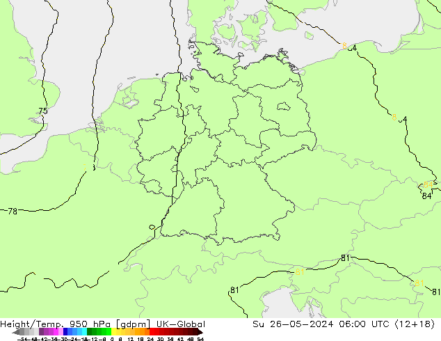 Height/Temp. 950 hPa UK-Global Ne 26.05.2024 06 UTC