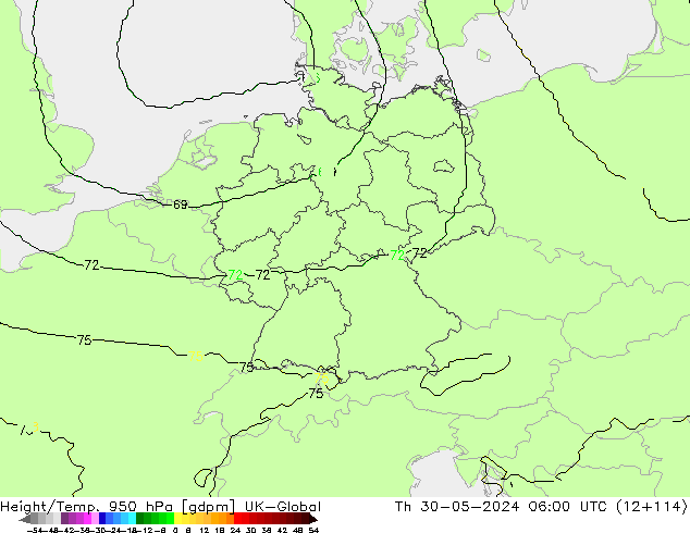 Geop./Temp. 950 hPa UK-Global jue 30.05.2024 06 UTC