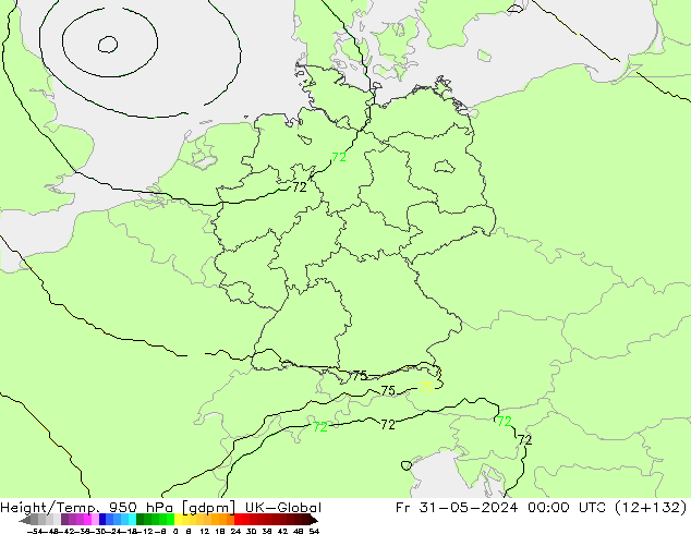 Height/Temp. 950 гПа UK-Global пт 31.05.2024 00 UTC