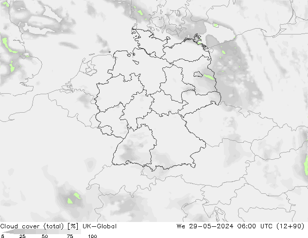 Bulutlar (toplam) UK-Global Çar 29.05.2024 06 UTC