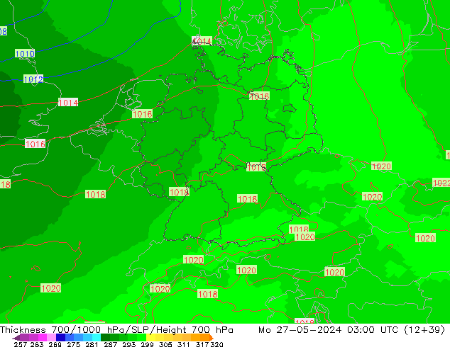 Thck 700-1000 hPa UK-Global Po 27.05.2024 03 UTC