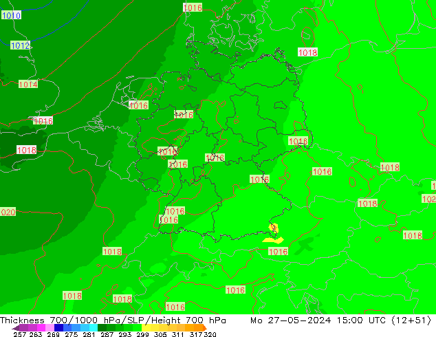 Thck 700-1000 hPa UK-Global Mo 27.05.2024 15 UTC