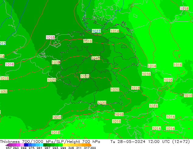 Thck 700-1000 hPa UK-Global mar 28.05.2024 12 UTC