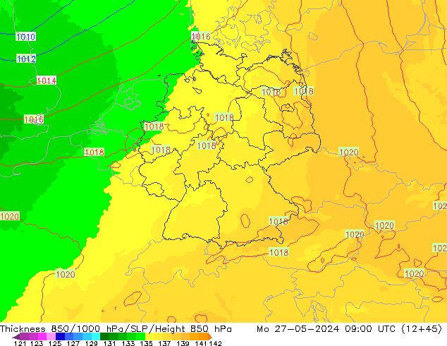 Thck 850-1000 hPa UK-Global Seg 27.05.2024 09 UTC