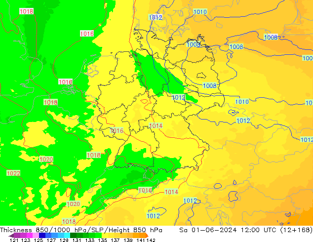 Thck 850-1000 гПа UK-Global сб 01.06.2024 12 UTC