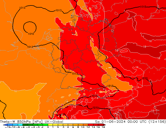 Theta-W 850hPa UK-Global Sa 01.06.2024 00 UTC