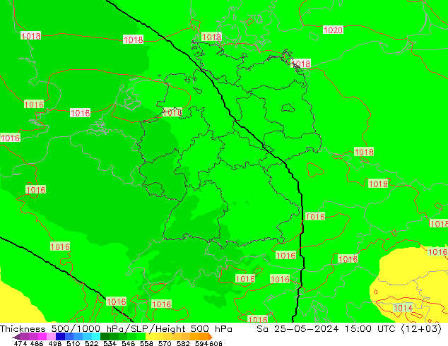 Schichtdicke 500-1000 hPa UK-Global Sa 25.05.2024 15 UTC