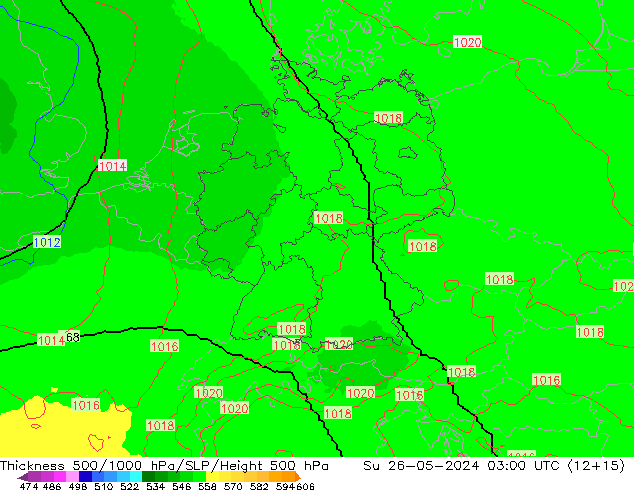 Thck 500-1000hPa UK-Global nie. 26.05.2024 03 UTC