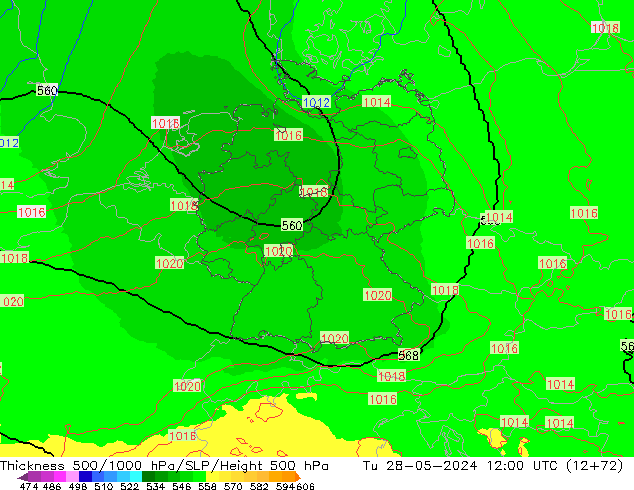 Thck 500-1000hPa UK-Global Út 28.05.2024 12 UTC