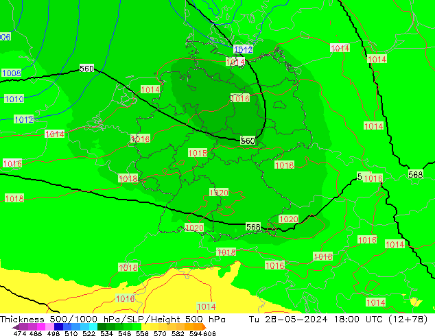 Thck 500-1000hPa UK-Global Ter 28.05.2024 18 UTC