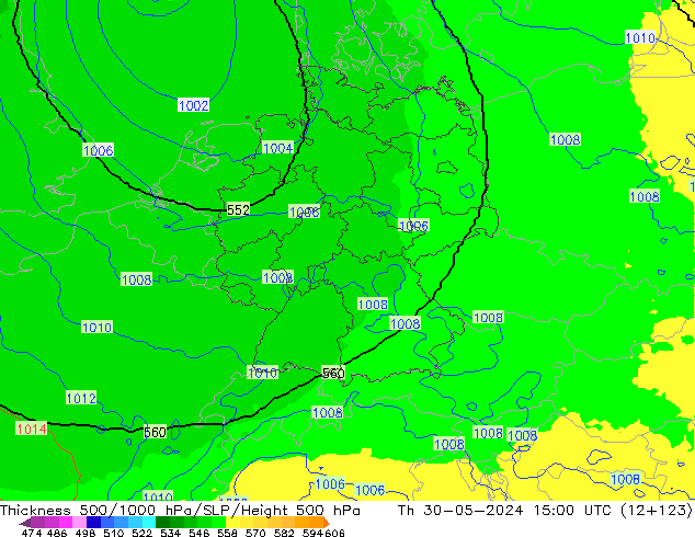 Thck 500-1000hPa UK-Global Qui 30.05.2024 15 UTC