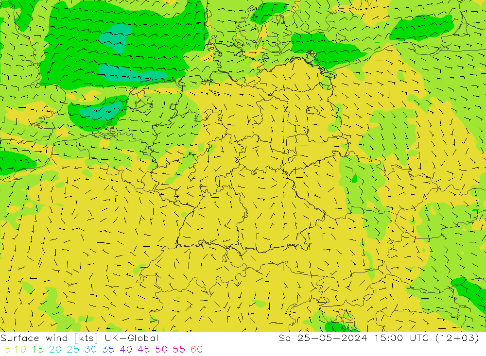 Surface wind UK-Global Sa 25.05.2024 15 UTC