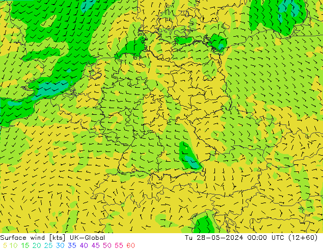 Vento 10 m UK-Global Ter 28.05.2024 00 UTC