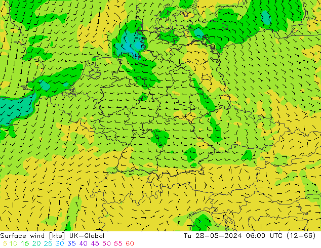 Surface wind UK-Global Tu 28.05.2024 06 UTC