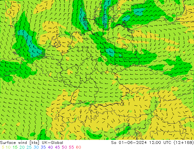 Surface wind UK-Global Sa 01.06.2024 12 UTC