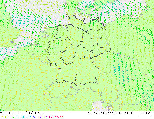 Wind 850 hPa UK-Global Sa 25.05.2024 15 UTC