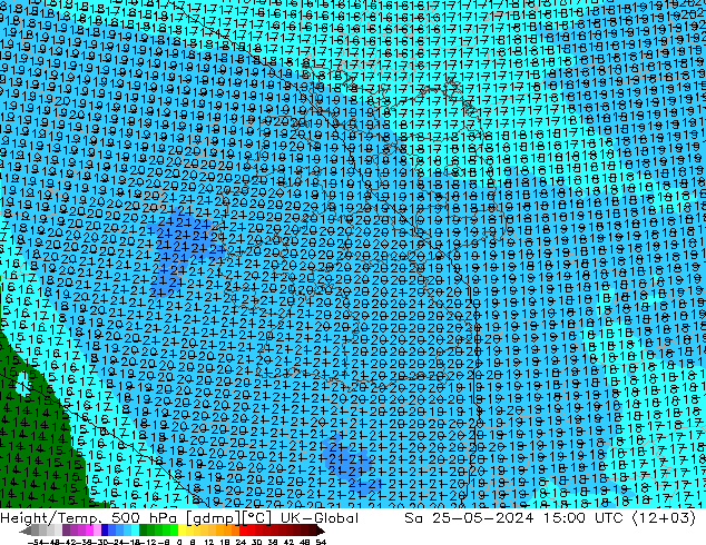 Height/Temp. 500 hPa UK-Global Sa 25.05.2024 15 UTC