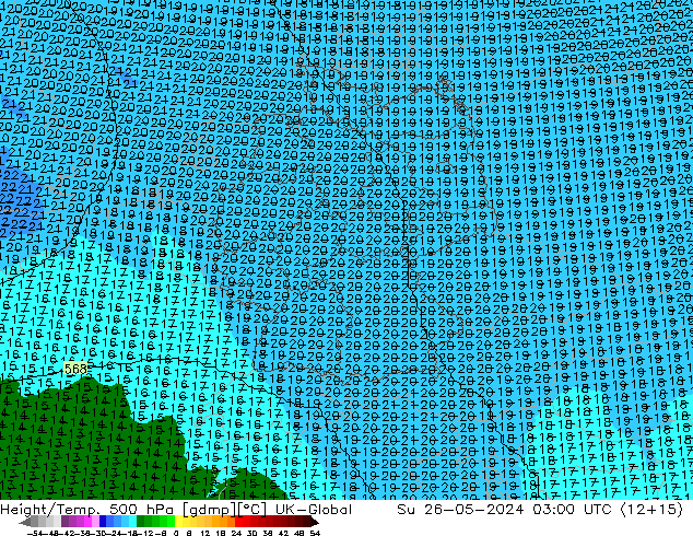 Géop./Temp. 500 hPa UK-Global dim 26.05.2024 03 UTC