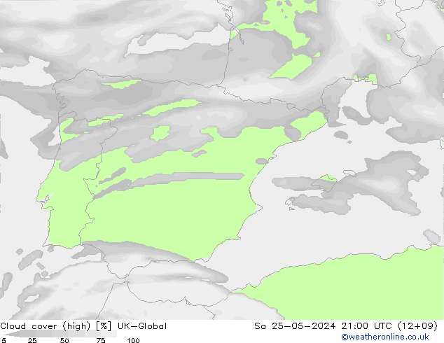 Cloud cover (high) UK-Global Sa 25.05.2024 21 UTC
