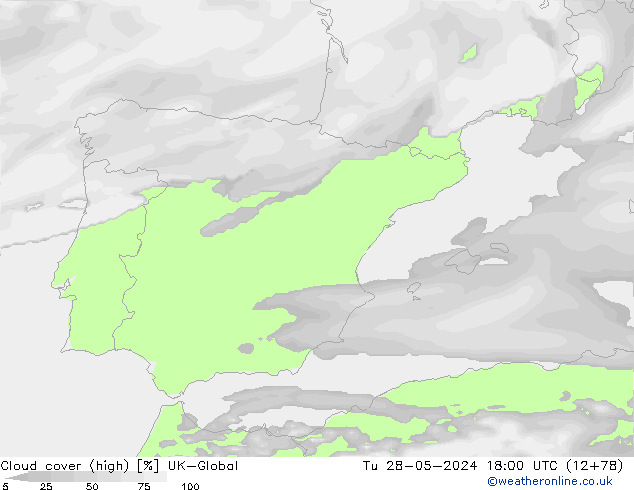 Bewolking (Hoog) UK-Global di 28.05.2024 18 UTC