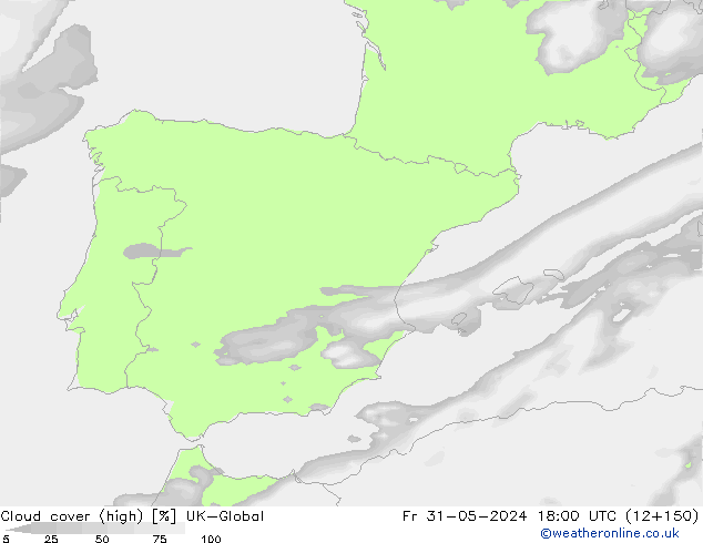 Bewolking (Hoog) UK-Global vr 31.05.2024 18 UTC