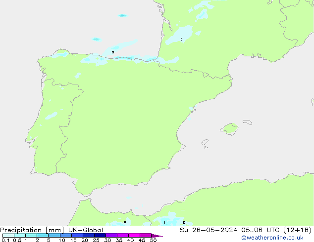 Precipitation UK-Global Su 26.05.2024 06 UTC