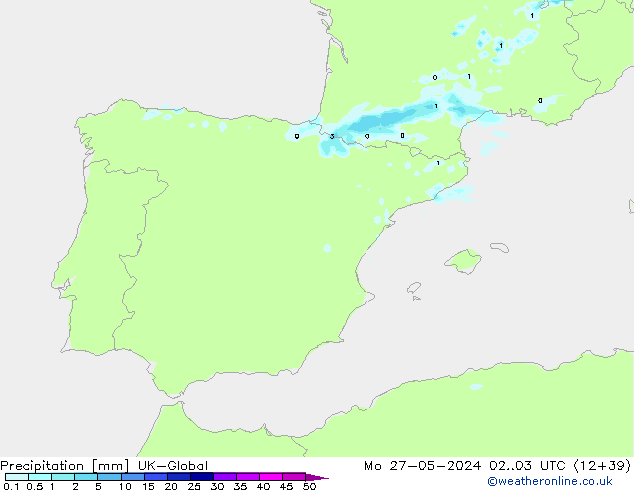 Precipitazione UK-Global lun 27.05.2024 03 UTC