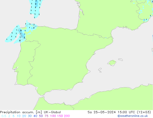 Precipitation accum. UK-Global Sa 25.05.2024 15 UTC