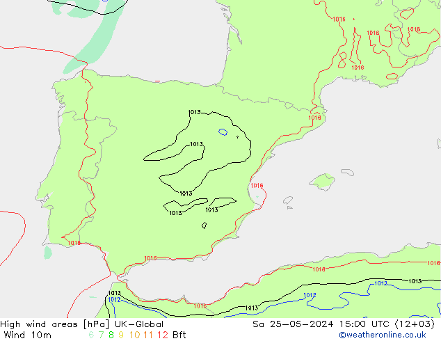 High wind areas UK-Global sam 25.05.2024 15 UTC