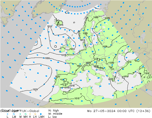 Cloud layer UK-Global Po 27.05.2024 00 UTC