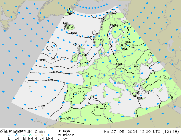 Cloud layer UK-Global 星期一 27.05.2024 12 UTC