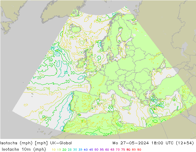 Isotachen (mph) UK-Global Mo 27.05.2024 18 UTC