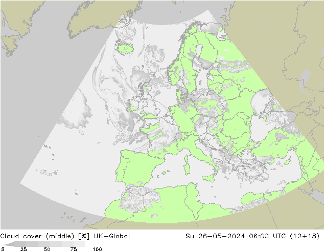 Bewolking (Middelb.) UK-Global zo 26.05.2024 06 UTC