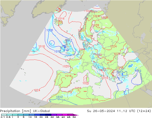 Niederschlag UK-Global So 26.05.2024 12 UTC