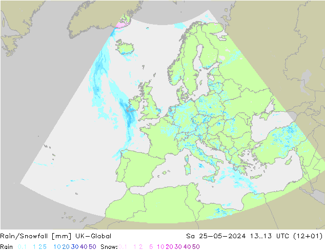 Regen/Schneefall UK-Global Sa 25.05.2024 13 UTC