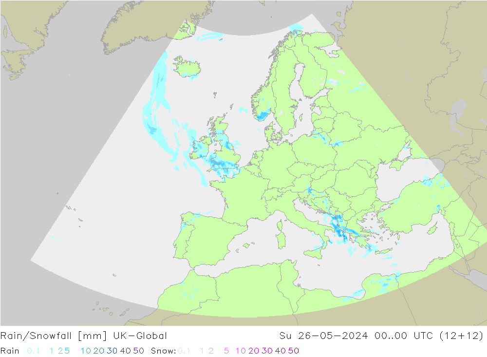 Regen/Sneeuwval UK-Global zo 26.05.2024 00 UTC