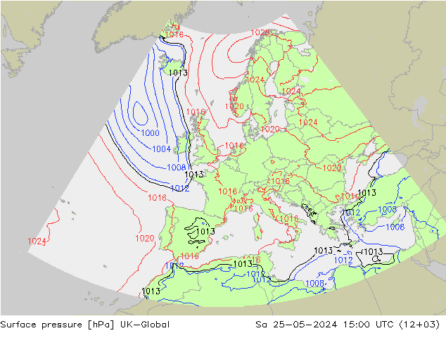 Surface pressure UK-Global Sa 25.05.2024 15 UTC