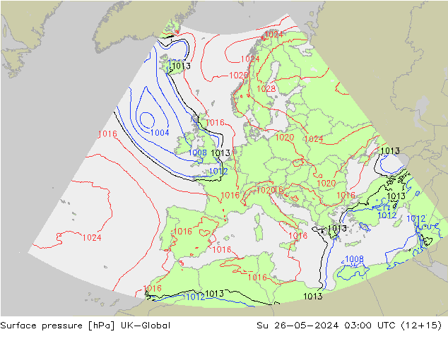 Surface pressure UK-Global Su 26.05.2024 03 UTC