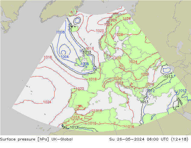 地面气压 UK-Global 星期日 26.05.2024 06 UTC